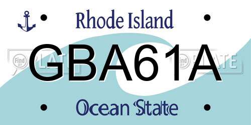 GBA61A Rhode Island License Plate