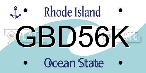 GBD56K Rhode Island License Plate