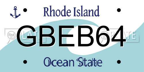 GBEB64 Rhode Island License Plate