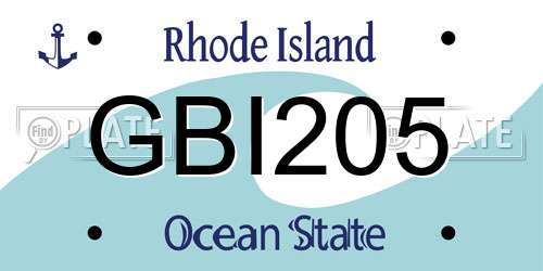 GBI205 Rhode Island License Plate
