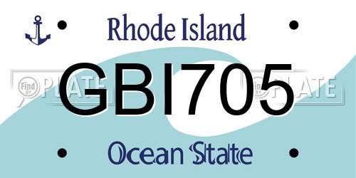 GBI705 Rhode Island License Plate