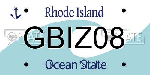 GBIZ08 Rhode Island License Plate