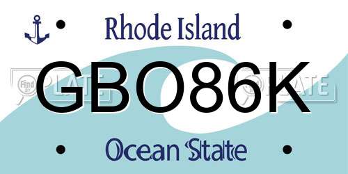 GBO86K Rhode Island License Plate