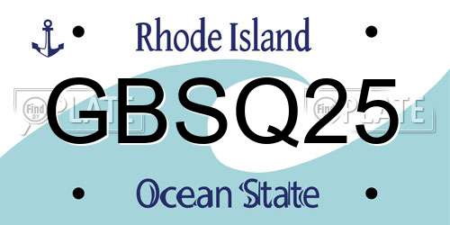 GBSQ25 Rhode Island License Plate