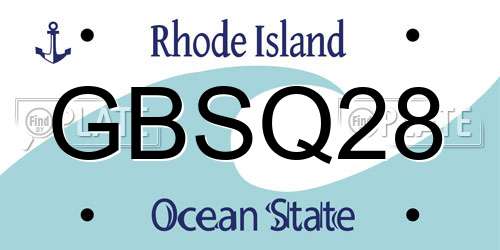 GBSQ28 Rhode Island License Plate