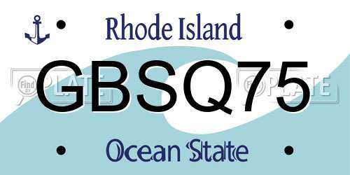 GBSQ75 Rhode Island License Plate