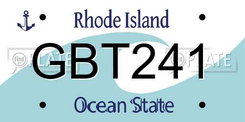 GBT241 Rhode Island License Plate
