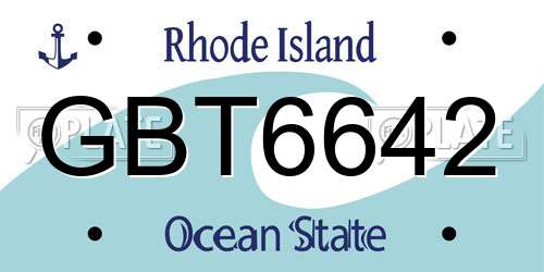 GBT6642 Rhode Island License Plate