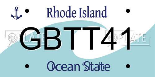 GBTT41 Rhode Island License Plate