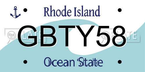 GBTY58 Rhode Island License Plate