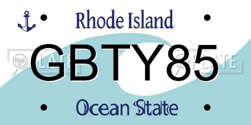 GBTY85 Rhode Island License Plate