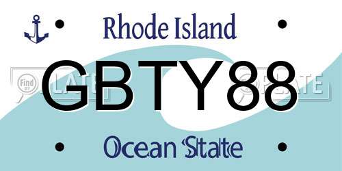 GBTY88 Rhode Island License Plate