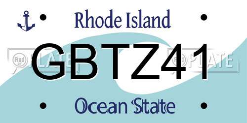 GBTZ41 Rhode Island License Plate