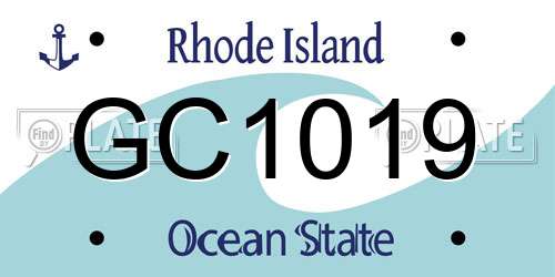 GC1019 Rhode Island License Plate