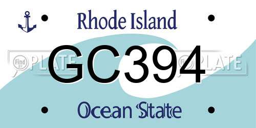 GC394 Rhode Island License Plate