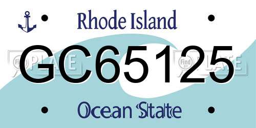 GC65125 Rhode Island License Plate
