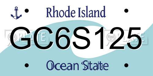 GC6S125 Rhode Island License Plate