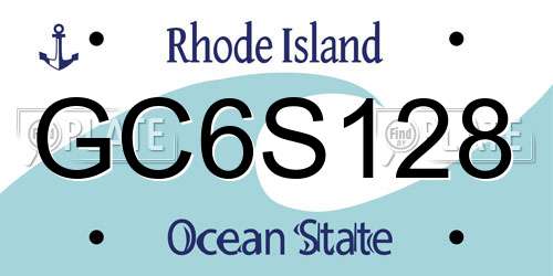 GC6S128 Rhode Island License Plate