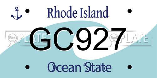 GC927 Rhode Island License Plate