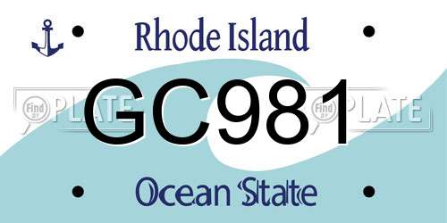 GC981 Rhode Island License Plate