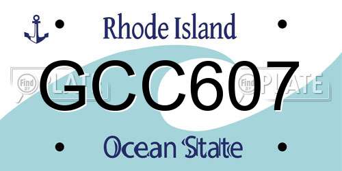 GCC607 Rhode Island License Plate