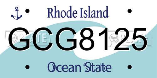 GCG8125 Rhode Island License Plate