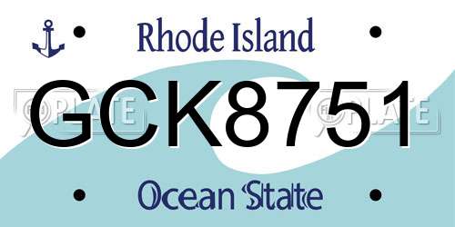 GCK8751 Rhode Island License Plate