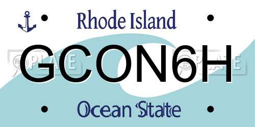 GCON6H Rhode Island License Plate