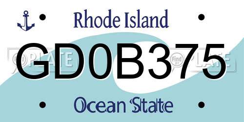 GD0B375 Rhode Island License Plate