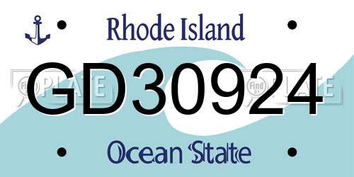 GD30924 Rhode Island License Plate