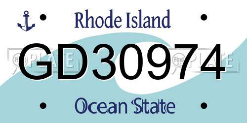 GD30974 Rhode Island License Plate