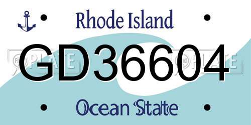 GD36604 Rhode Island License Plate