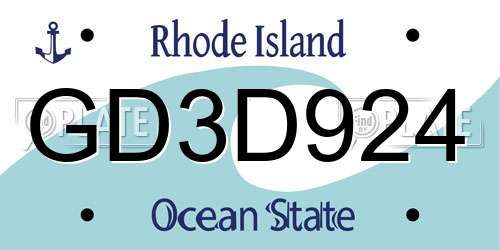 GD3D924 Rhode Island License Plate