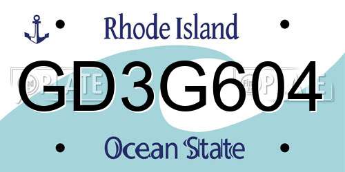 GD3G604 Rhode Island License Plate