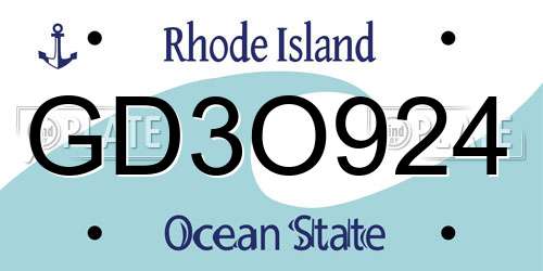 GD3O924 Rhode Island License Plate
