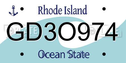 GD3O974 Rhode Island License Plate