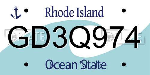 GD3Q974 Rhode Island License Plate