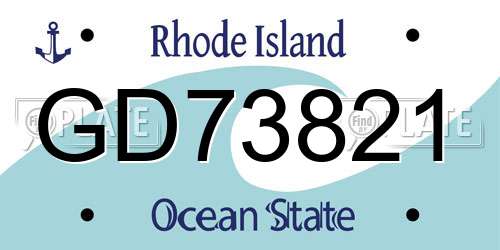 GD73821 Rhode Island License Plate