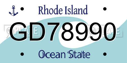 GD78990 Rhode Island License Plate