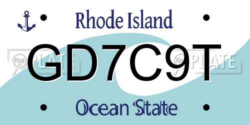 GD7C9T Rhode Island License Plate