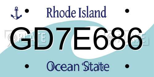 GD7E686 Rhode Island License Plate