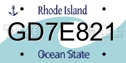 GD7E821 Rhode Island License Plate