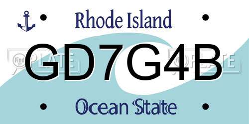 GD7G4B Rhode Island License Plate