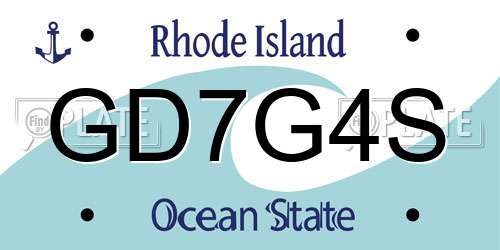 GD7G4S Rhode Island License Plate