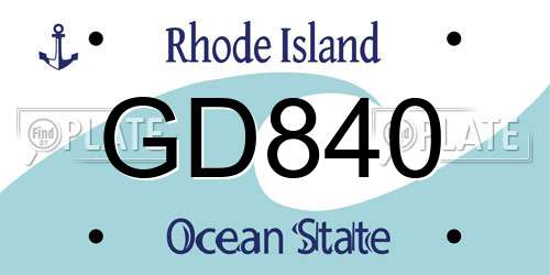 GD840 Rhode Island License Plate
