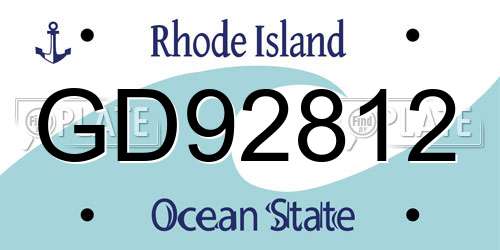 GD92812 Rhode Island License Plate