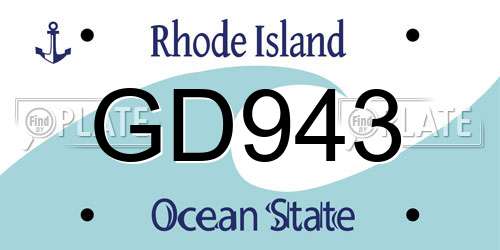 GD943 Rhode Island License Plate