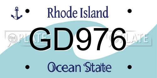 GD976 Rhode Island License Plate