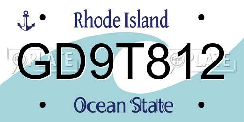 GD9T812 Rhode Island License Plate