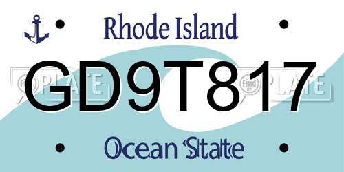 GD9T817 Rhode Island License Plate